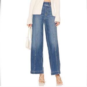 SPANX Seamed Front Wide Leg Jean in Vintage Indigo Blue SzL